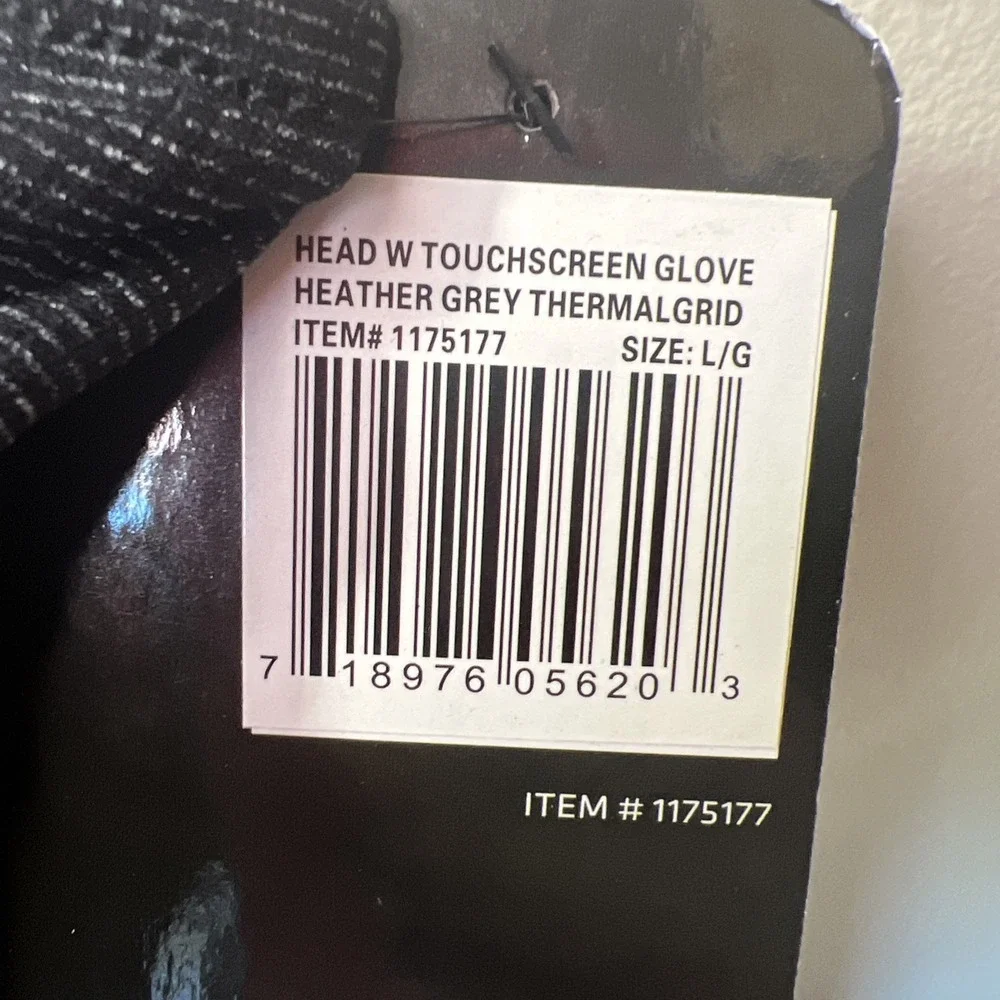 HEAD Women's Touchscreen Running Gloves ThermalGrid Heather Gray Size Large NEW